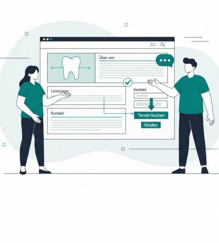 Illustration eines optimierten Websiteaufbaus für Zahnarzt-Website